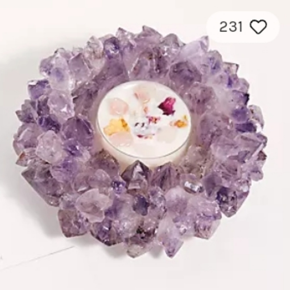 Amethyst Crystal Candle Holder - Picture 1 of 3